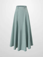 Denim Yoke Circle Skirt-Dusty Mint