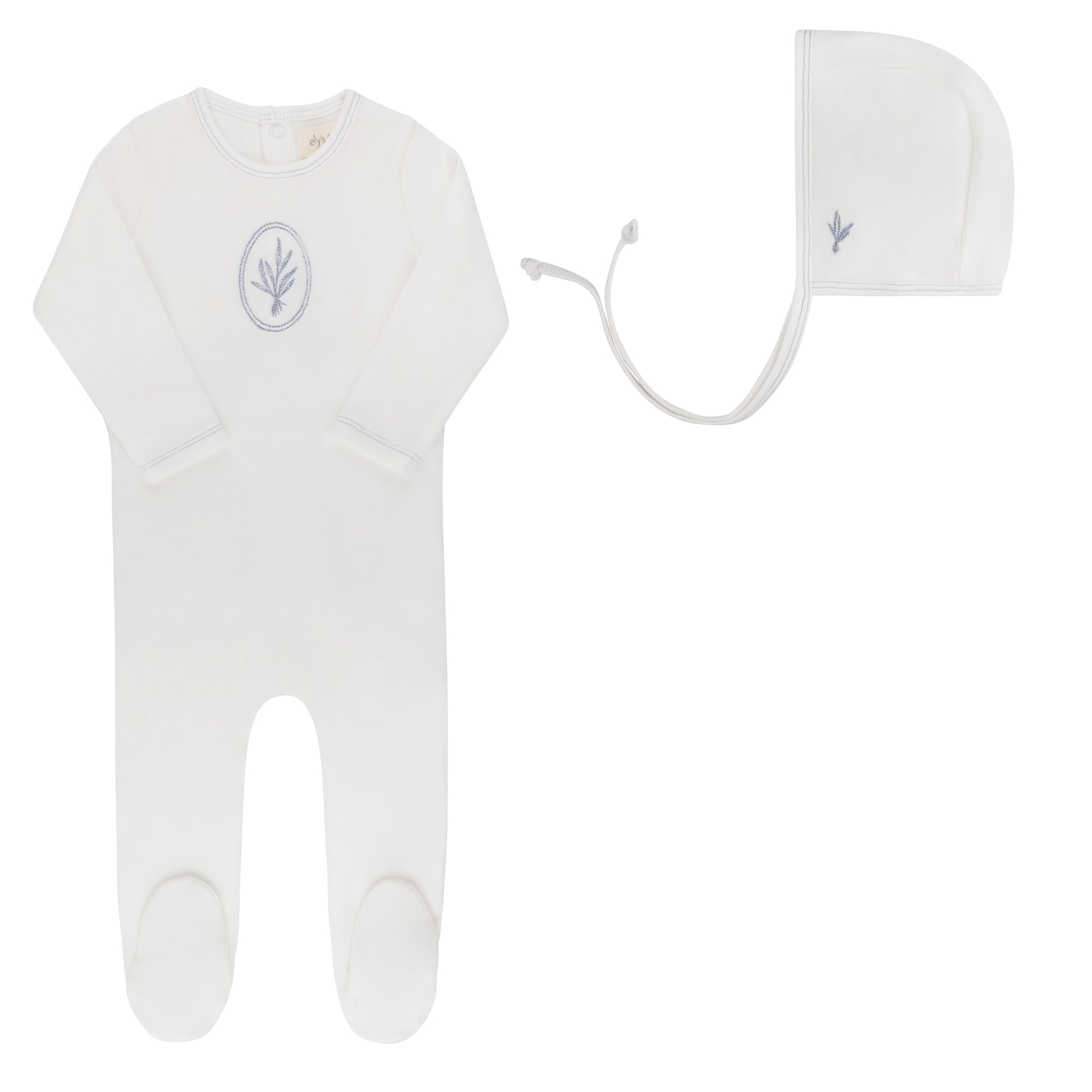 Velour Center Floral Collection - Footie + Bonnet