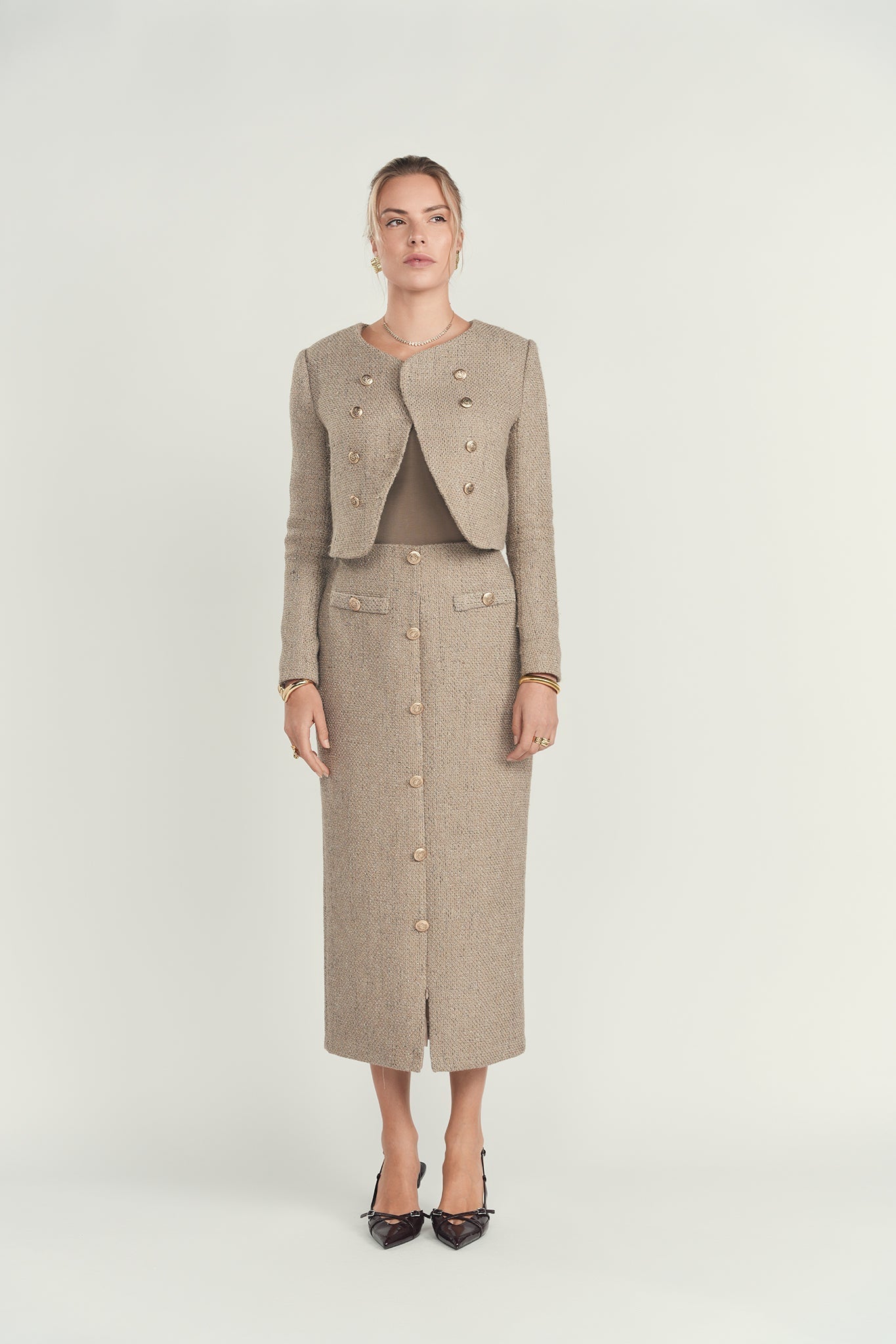 Column Tweed Skirt