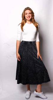 MIDI ACID WASHED PANEL SKIRT