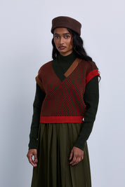 Layered Look Contrast Trim Knit Top