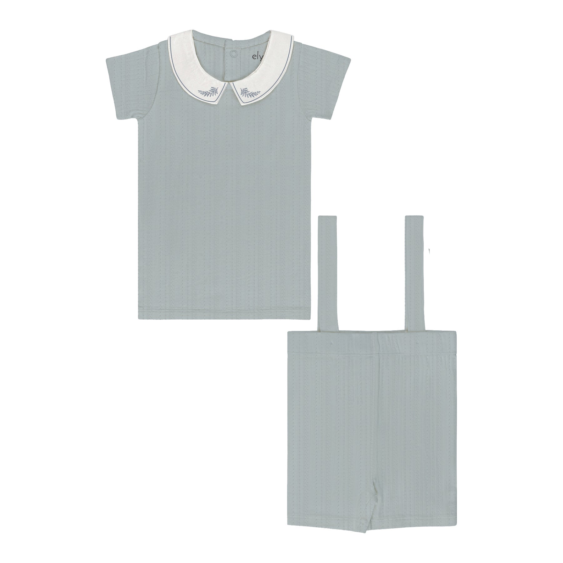 Organic Embroidered Collar Collection - Blue Leaf