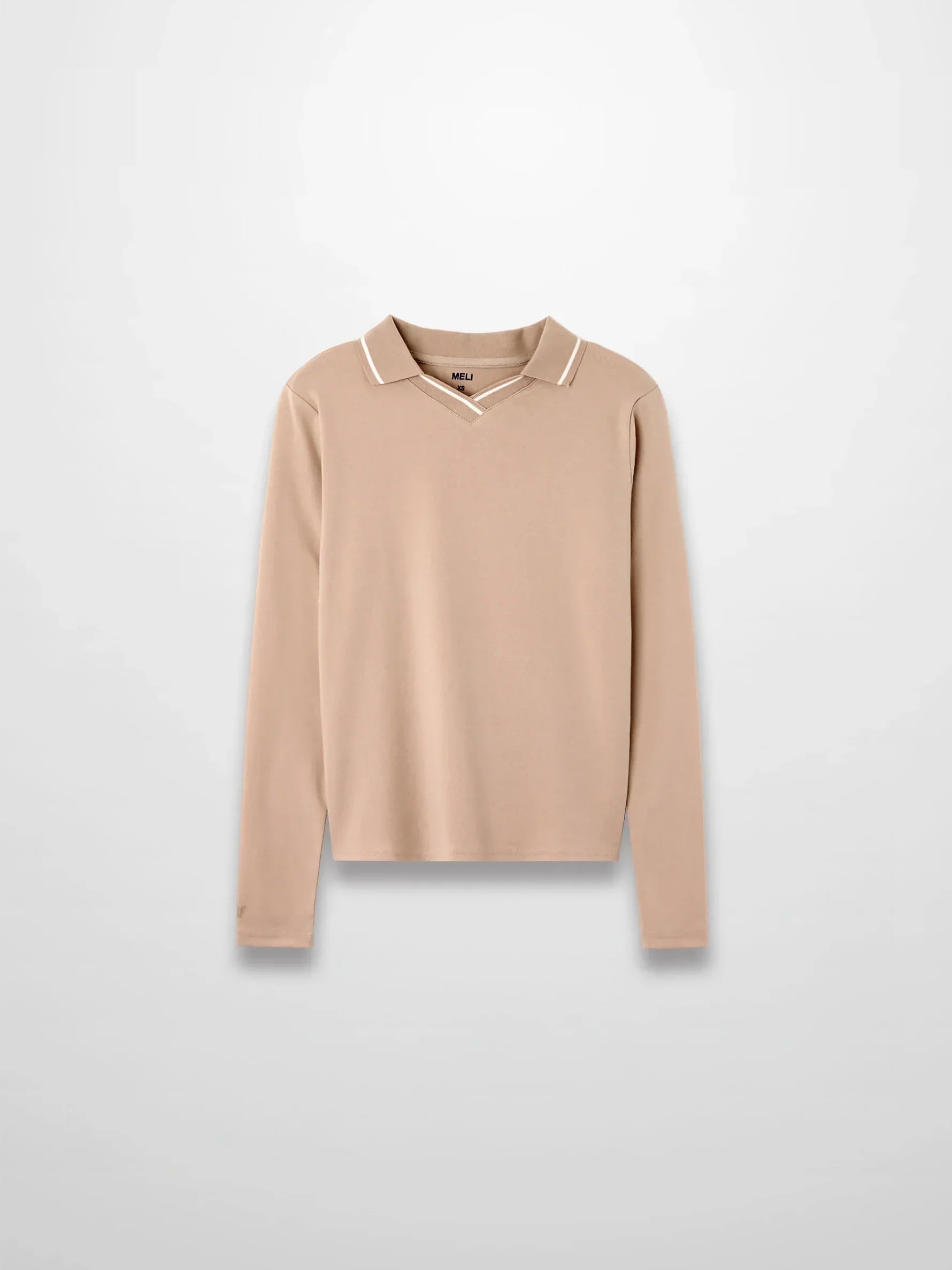 Collared High V T-Shirt-Bone