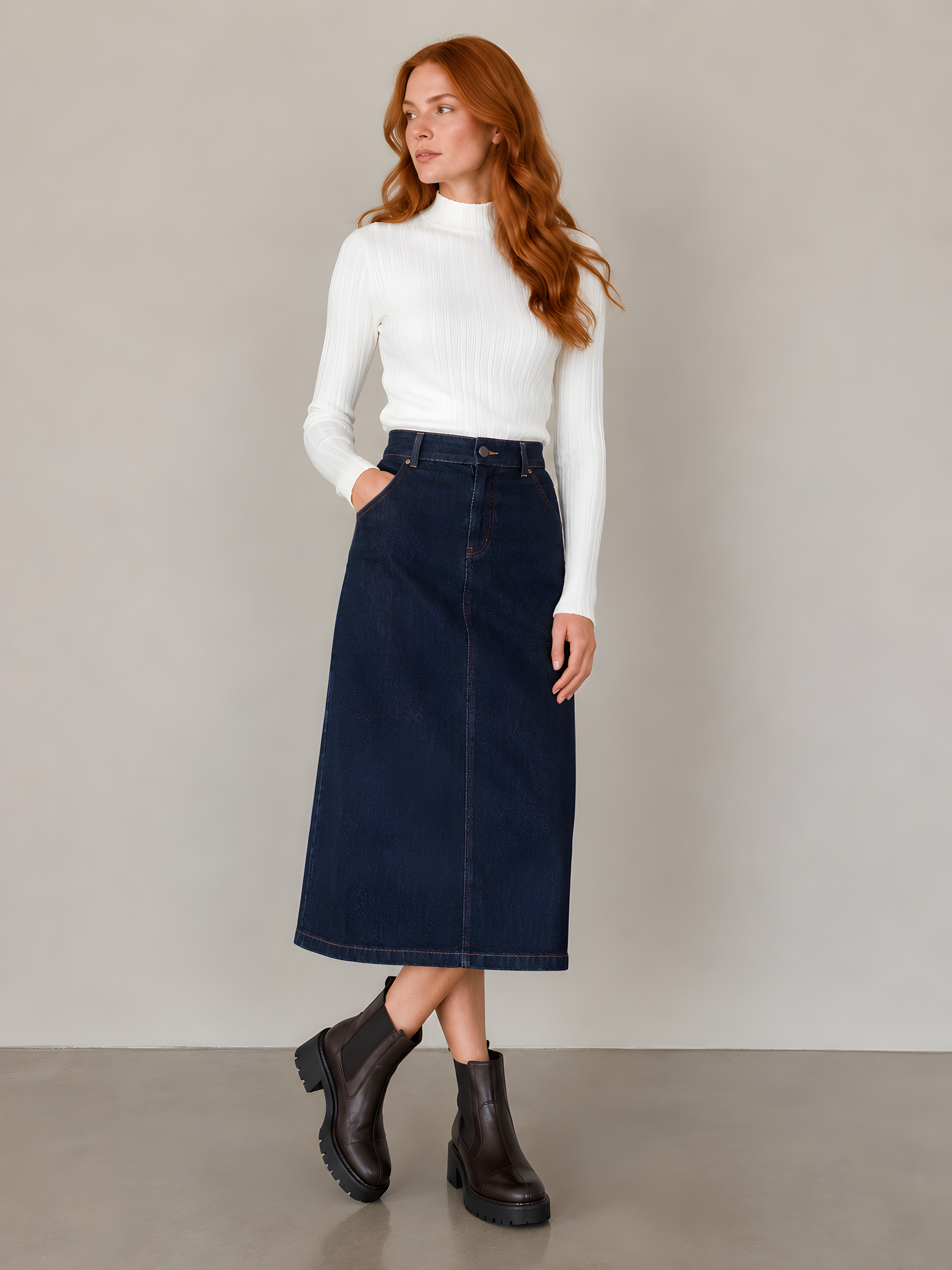 TEXTURED MOCKNECK