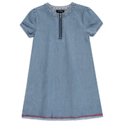 Denim Grommet Short Sleeve Dress