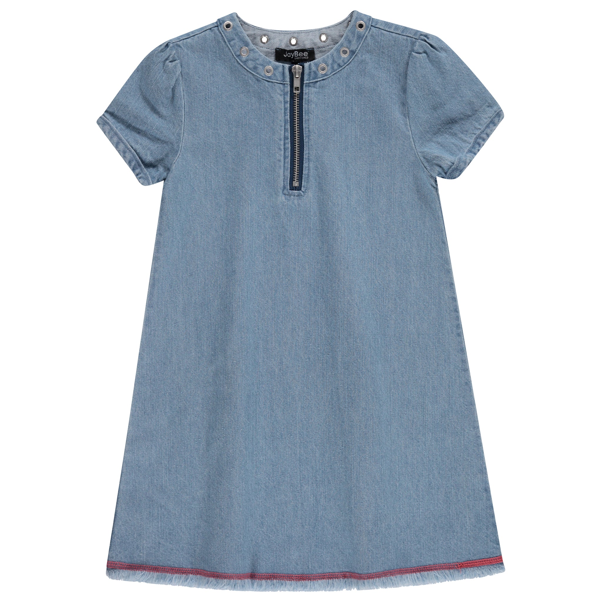 Denim Grommet Short Sleeve Dress