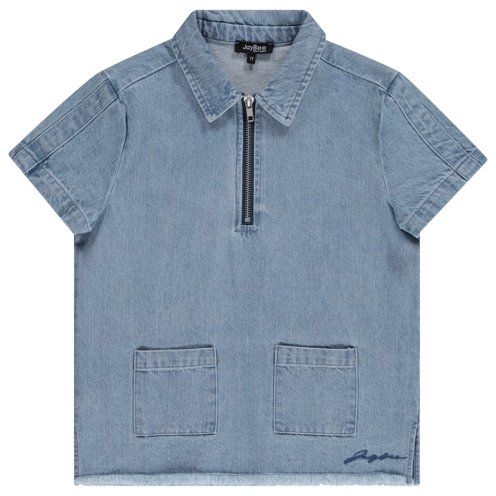 Denim Grommet Short Sleeve Polo