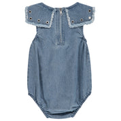 Baby Boy Denim Grommet Romper