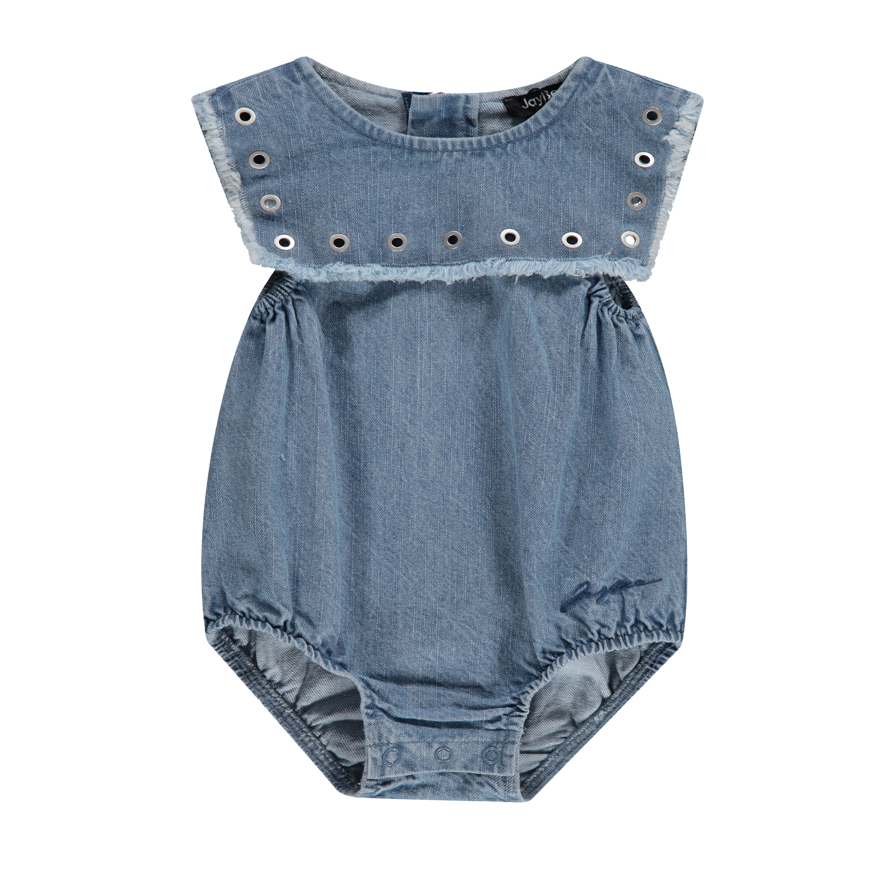 Baby Boy Denim Grommet Romper