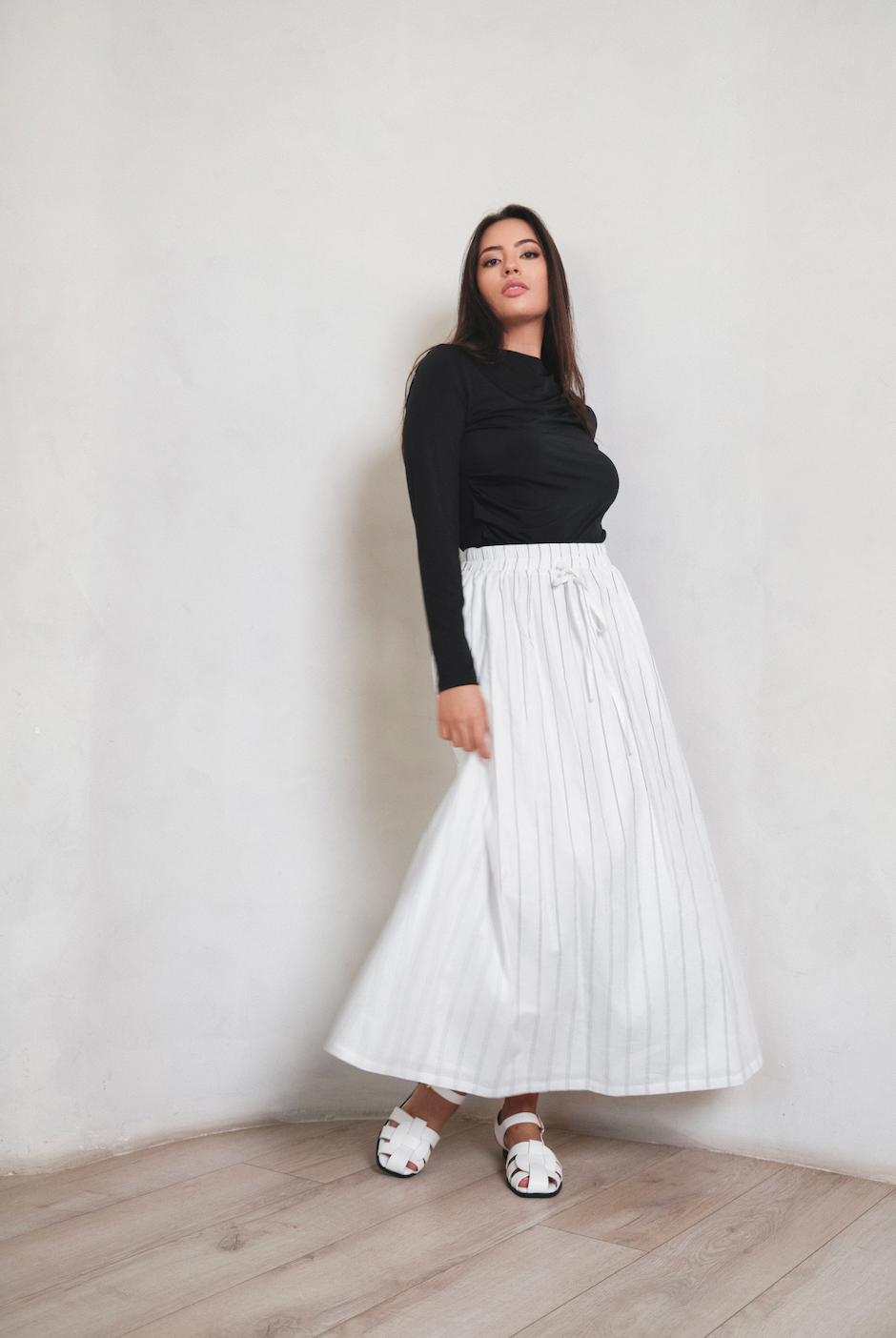 White Skirt w/ Blk Pinstripes