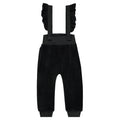 Velour Ruffle Overalls