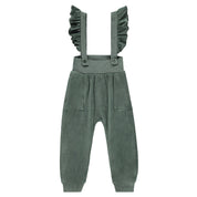 Velour Ruffle Overalls