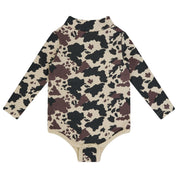 Printed Mockneck & Overalls Set Brown