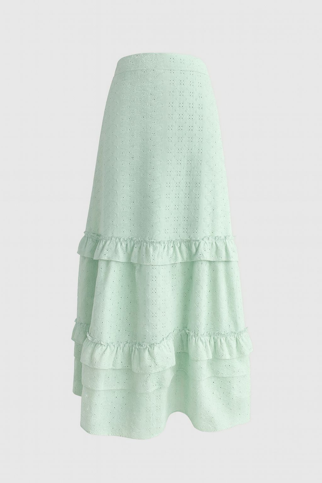 AD-MM Long Tiered Ruffle Eyelet Skirt 06