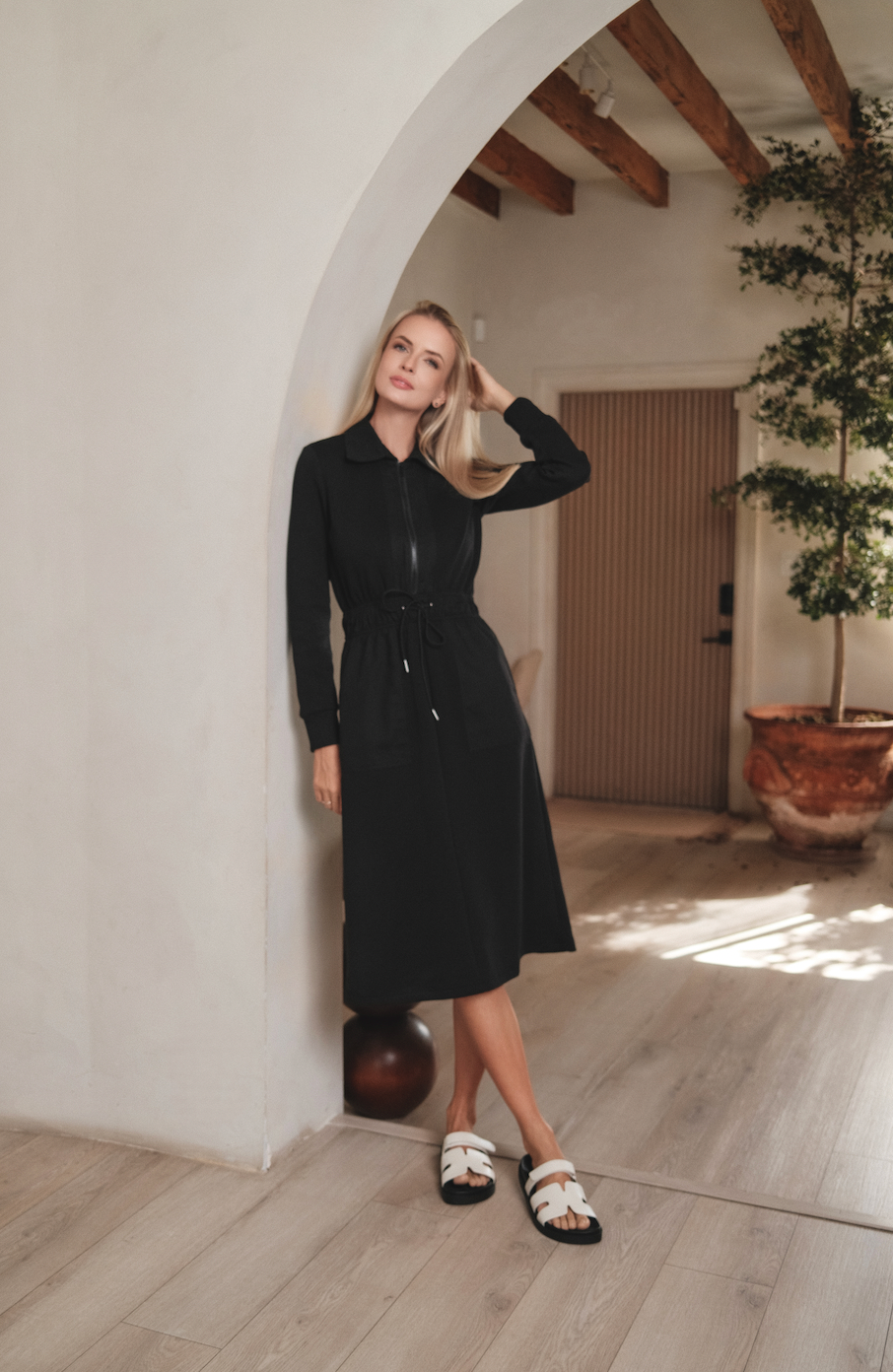 Black Utility Zip Dress