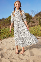 RILEY SMOCKED WAIST MAXI SPOTTED