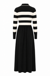 KATIE TEEN BLACK AND WHITE STRIPED OVERLAY MAXI