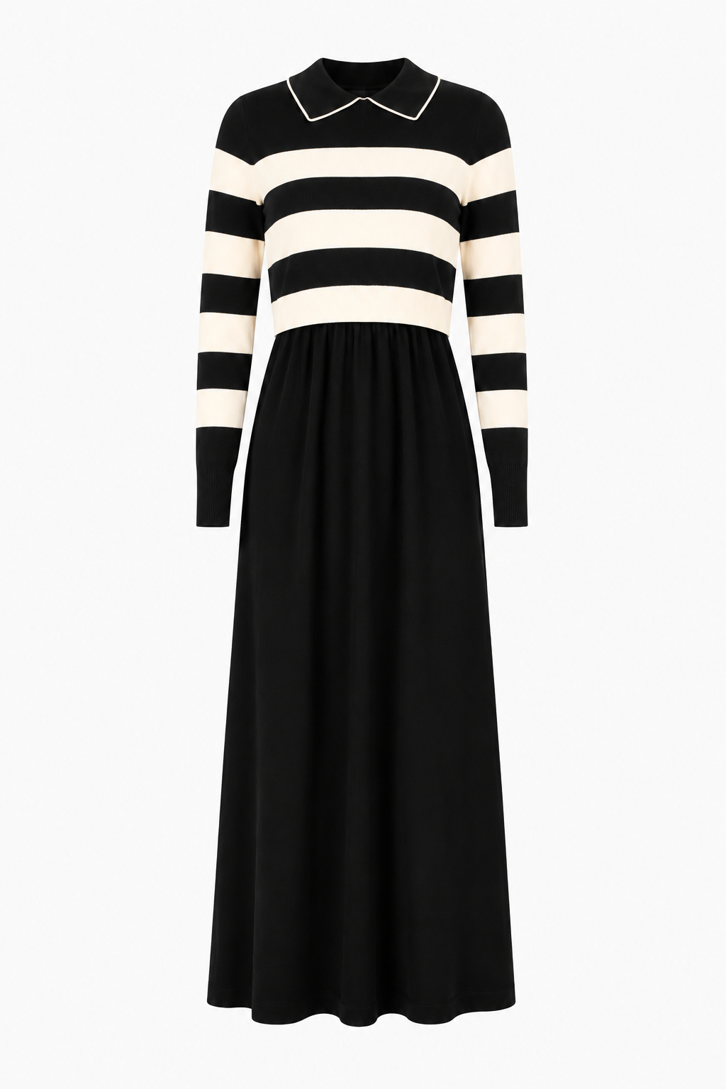 KATIE TEEN BLACK AND WHITE STRIPED OVERLAY MAXI