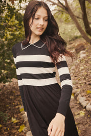 KATIE TEEN BLACK AND WHITE STRIPED OVERLAY MAXI