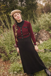 EMERSON TEEN JACQUARD CARDIGAN OVERLAY MAXI-BURGUNDY