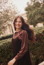 SCARLETT BLOUSE AND VELVET TEEN JUMPER SET- BROWN