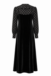 SCARLETT BLOUSE AND VELVET TEEN JUMPER SET- BLACK POLKA DOT