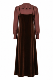 SCARLETT BLOUSE AND VELVET TEEN JUMPER SET- BROWN