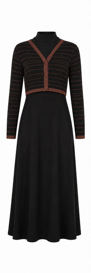 SELENA COLLARED OVERLAY MAXI-BLACK/BROWN