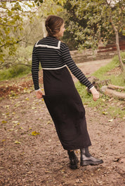 SELENA COLLARED OVERLAY MAXI-BLACK/IVORY