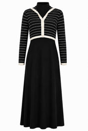 SELENA COLLARED OVERLAY MAXI-BLACK/IVORY