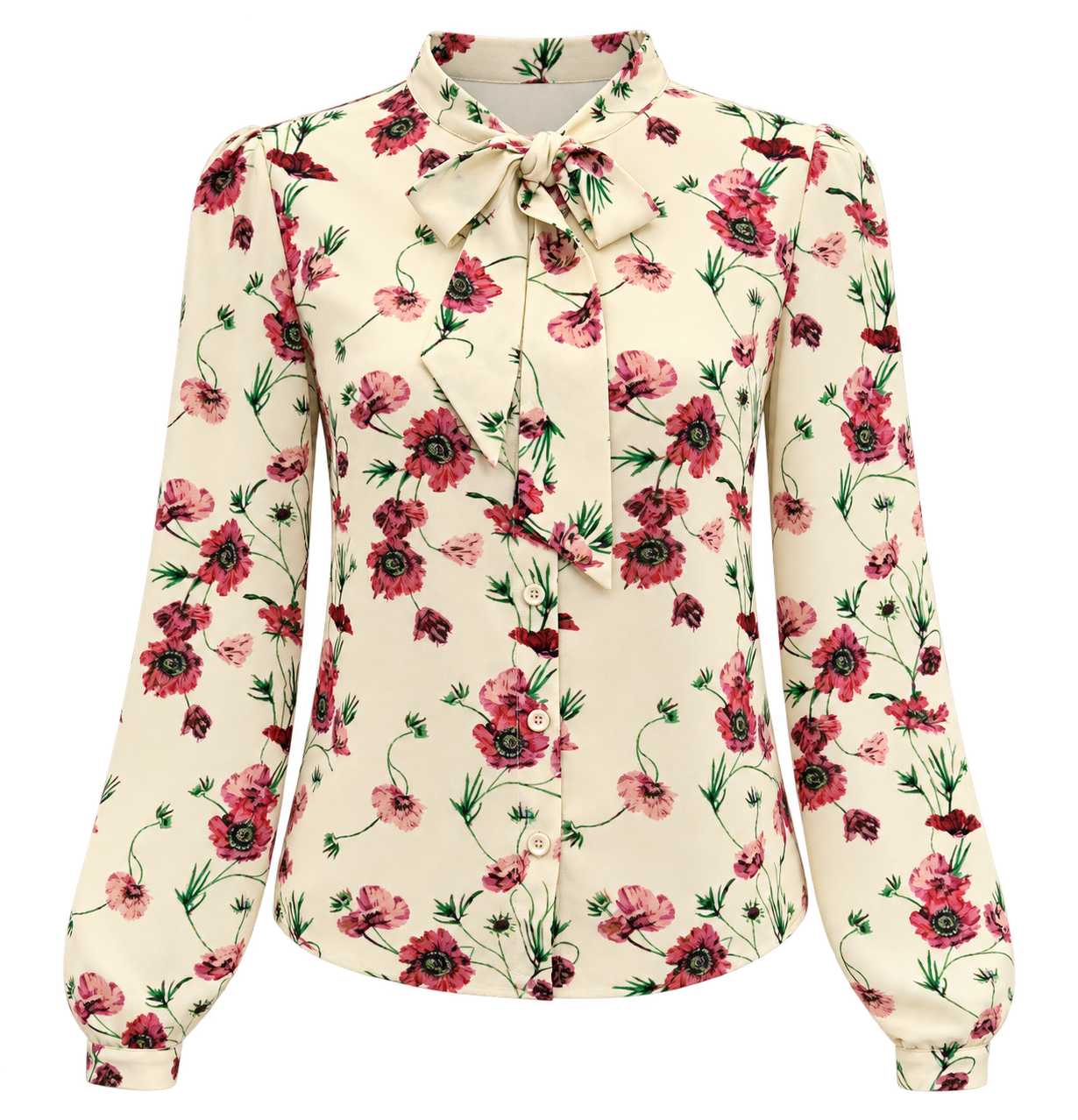 Floral Printed Neck Tie Blouse