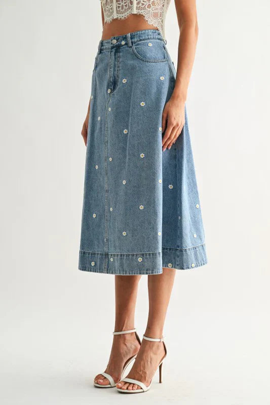 Wildflower Denim Skirt