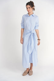 Camilla Dress- Blue Pinstripes