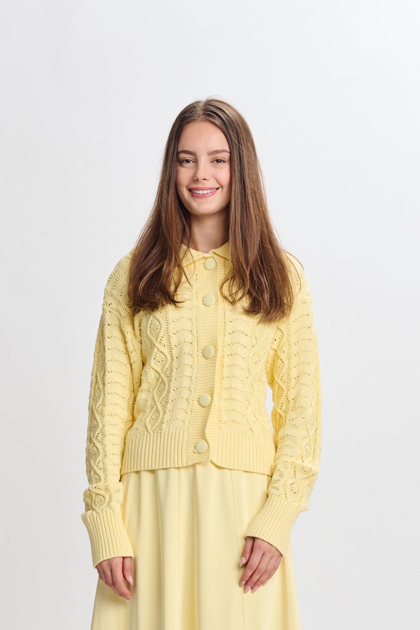YELLOW KNIT BUTTON DOWN SWEATER 334880