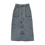 Emm Medium Denim Button Down Midi Skirt