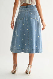 Wildflower Denim Skirt