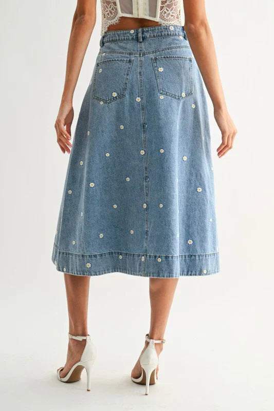 Wildflower Denim Skirt