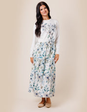 white sweater with flowers 2627us  TOP