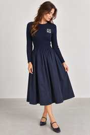 CREST LOGO MIXED MEDIA DRESS (D1)