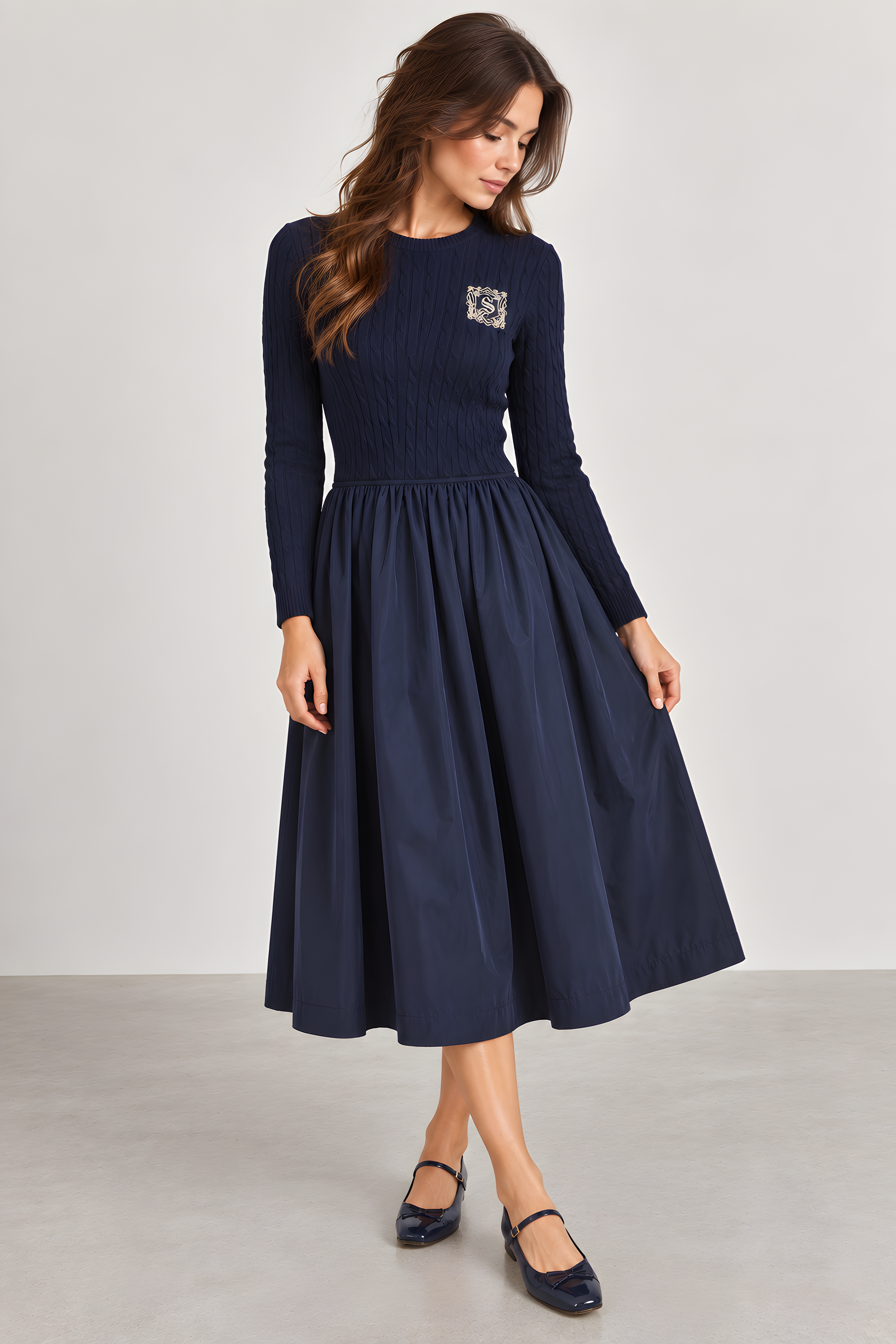 CREST LOGO MIXED MEDIA DRESS (D1)