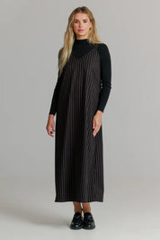 Pinstripe Slip Jumper Black