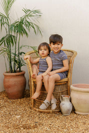 Boys Wave Knit Romper – Blue/Ivory – Holland Collection