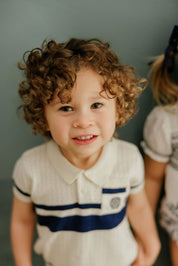 Boys Mesh Knit 2 Piece Set – Ivory – Storybook Collection