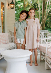Boys Polo - Sage - Gingham Owl