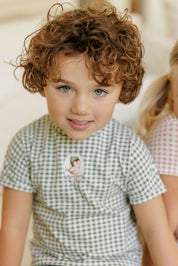 Tee and Shorts - Sage - Gingham Owl