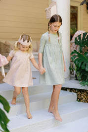 Girls Dress - Sage - Gingham Owl