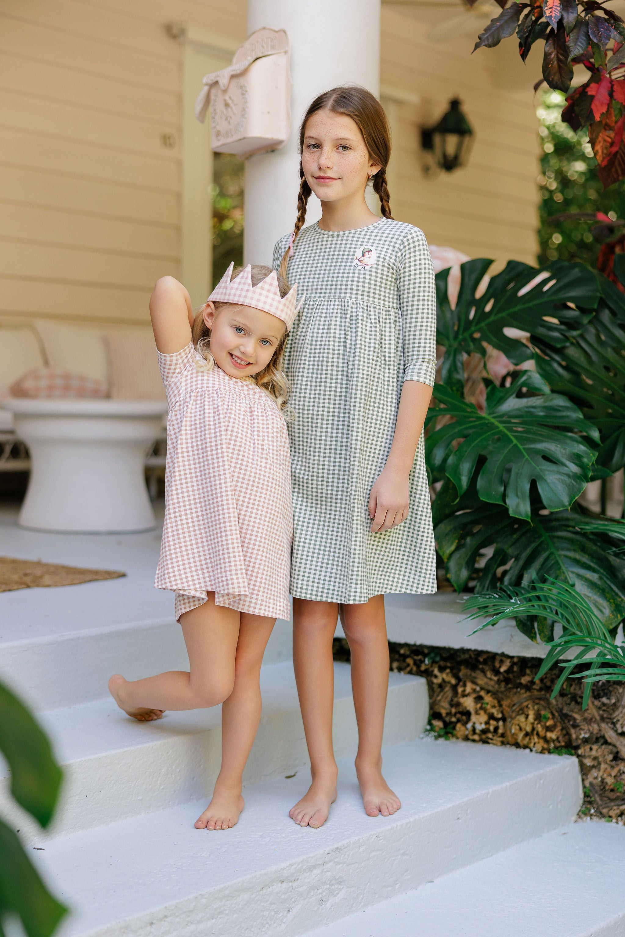 Girls Dress - Mauve - Gingham Owl