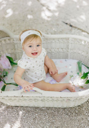 Girls Romper – Ivory Pink – Floral Print