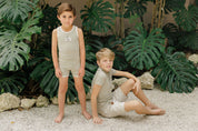 Boys Polo - Sage - Embroidered Palm Trees