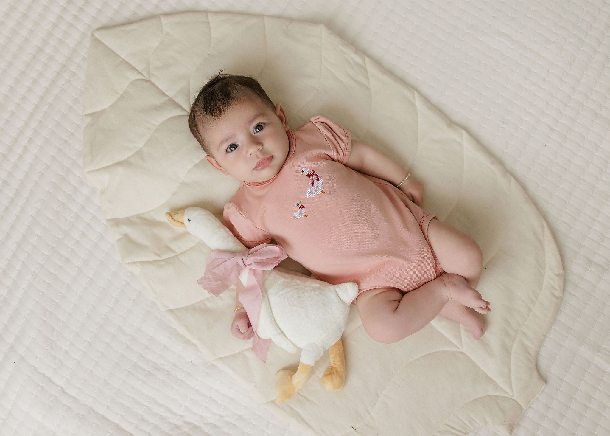 Girls Romper – Pink – Cross Stitch Duckling